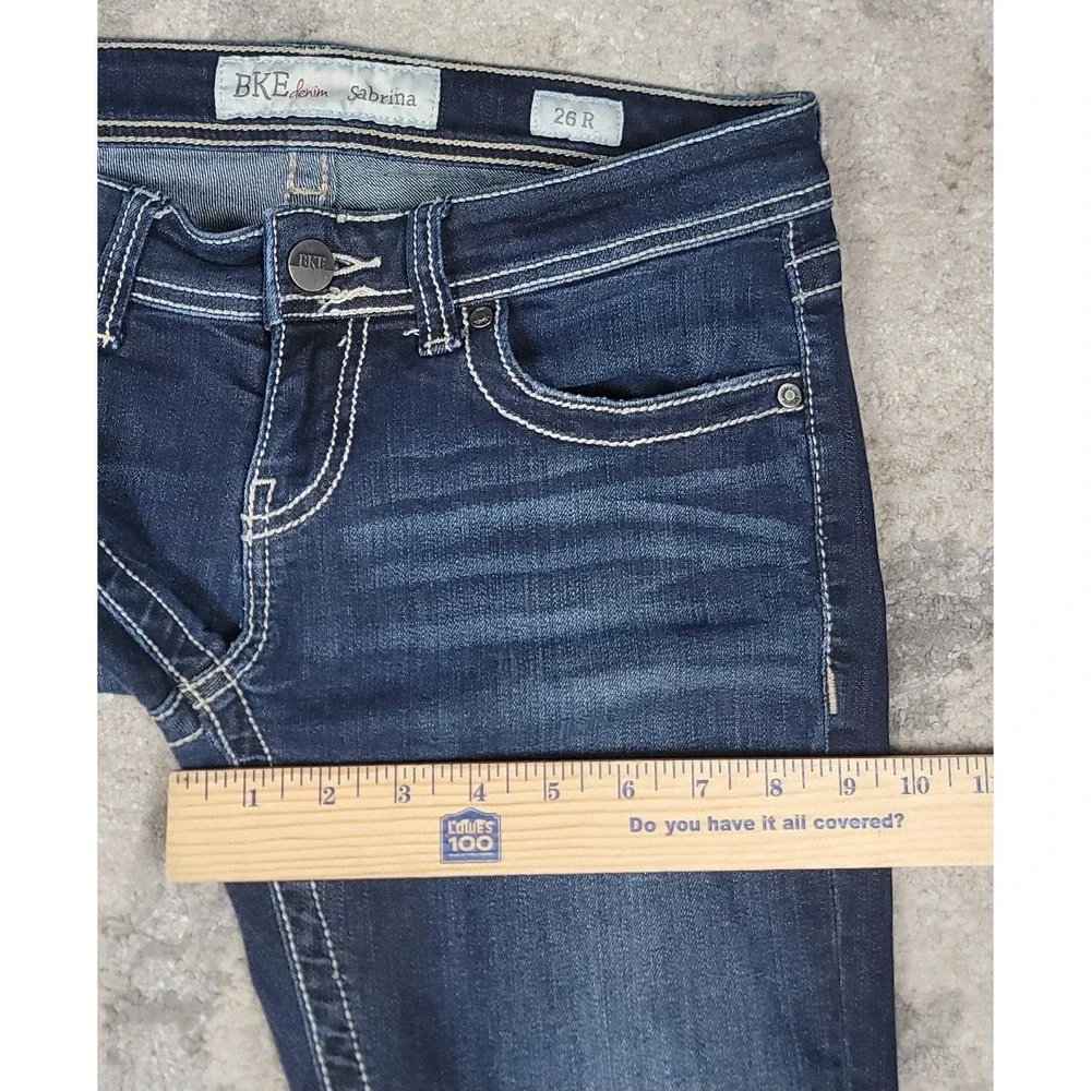 BKE Denim Sabrina Stretch Women's Blue Skinny Stitching Jeans Size 26R 31x31.5" - Picture 4 of 8